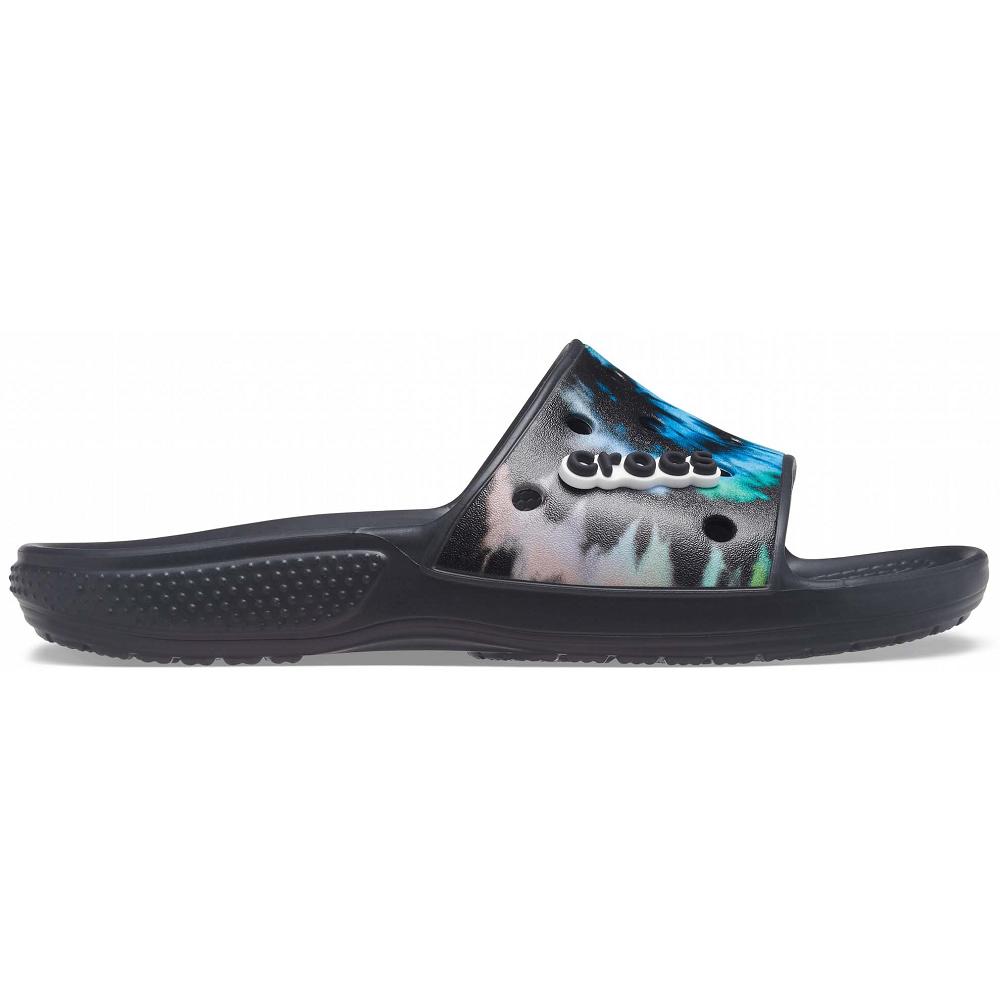 Black Women's Crocs Classic Tie-Dye Graphic Slides | NZ 0606ILHS